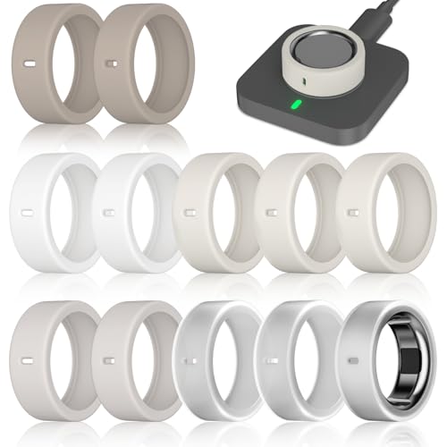 Image of 12 Pack Ring Cover Compatible with Oura Ring Gen 4 /4 Ceramic, Oura Ring Gen 3 Horizon /Heritage, Support Charging with Cover on, Anti-Scratch Elastic Silicone Ring Protector for Men Women Working Out