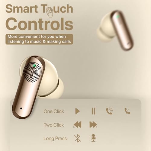 Image of Vaku Luxos BOOMX Wireless Earbuds Bluetooth 5.4 TWS Headphones 60H Playback Bass Stereo 13mm Drivers Gaming Low Latency HD Calls Touch Control Fast Charging IPX Waterproof- White