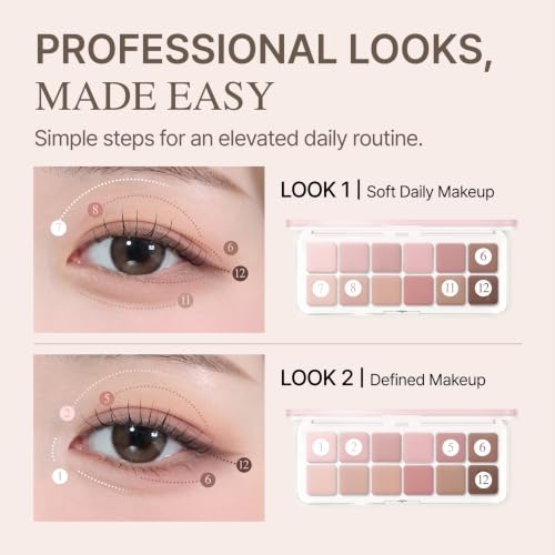 Image of CLIO Pro Eye Palette Air, 12-Color All Matte Eye Shadow, Air-Fit Pigmented Buildable Color, Low Fallout, Soft Cool Pink Neutral Tone for Daily Makeup, Korean Heritage Edition (M20 MAEHWA RIBBON)