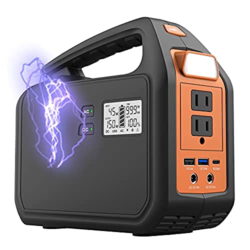 Battery Pack Portable Generator,42000 MAh Outdoor Solar Rechargeable Emergency Portable Power Supply 150W AC DC Type Inverter Power Supply, Outdoor Power Station for Travel Camping Emergency