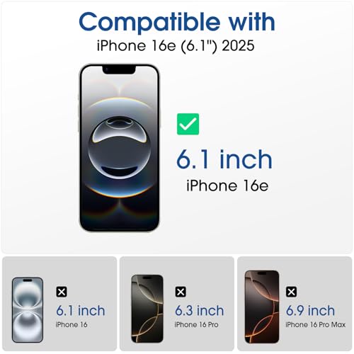 Image of amFilm Auto-Alignment OneTouch for iPhone 17e / iPhone 16e [6.1''] Screen Protector + Camera Lens Protector, Tempered Glass, 30 Seconds Installation, Bubble Free, Case Friendly, Anti-Scratch [2+2 Pack]