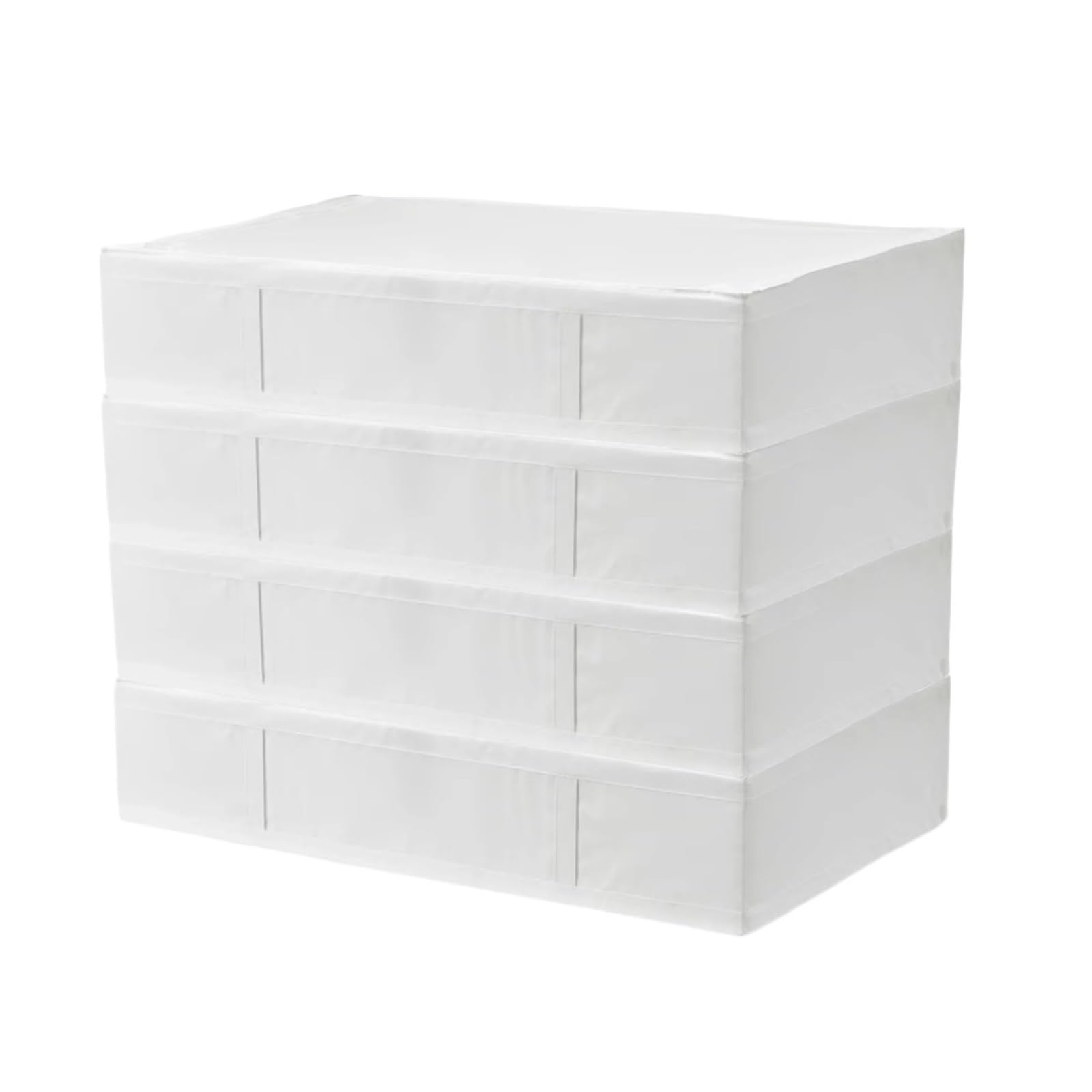 QAUUCP Foldable Bed Sheet Organiser Under Bed Storage Containers, Washable, Collapsible, Bins for Clothes, Blankets, Sheets(White 4PC)