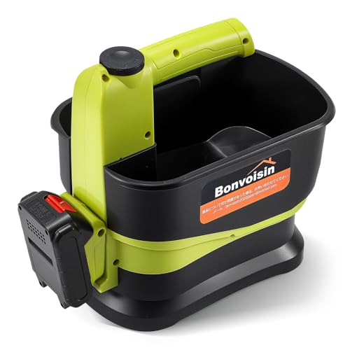 Bonvoisin 散粒機 電動散布機 肥料散布機 播種機 バッテリ式 満載容量5.5L 散布距離3~5m ６段階スピード調整 均一散布 種まき 除草 農家用 園芸用品 融雪 飼料 凍結防止 (電動散布機＋バッテリ(一つ))