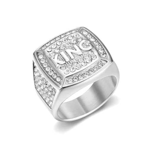 Bague en titane plaqué diamant King cadeau idéal pour l'homme de votre vie