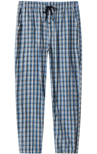 MoFiz Mens Pajama Bottoms Cotton 3 Pack Lounge Pants Set with Pockets Drawstring Plaid Pjs Bottoms Sleepwear with Button Fly2