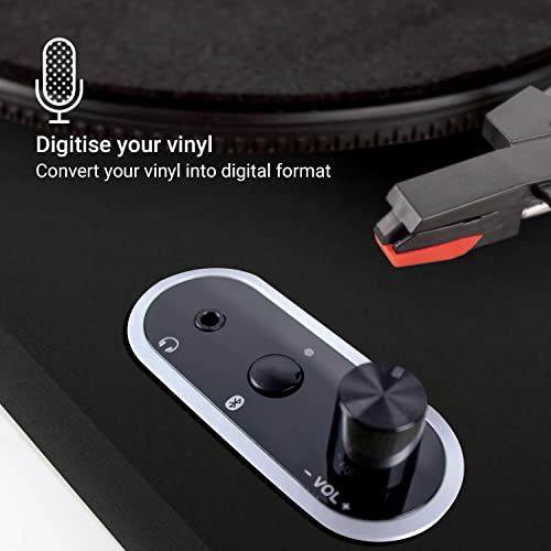 Jam-Spun-Out-Wireless-Bluetooth-Turntable-Vinyl-Record-Player-Bluetooth-3-Belt-Drive-for-Superior-Sound-portable-record-player-Headphone-Jack-Output-and-Aux-in-Dust-Cover-included-Black