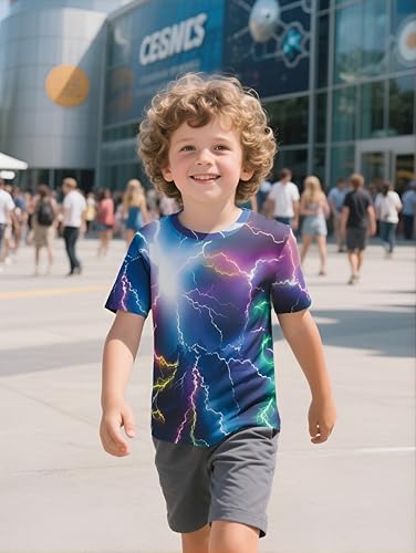 Boys T-Shirts Summer 3D Realistic Graphic Short Sleeve Tees Kids Casual Tops Soccer Car 3-11 Years4