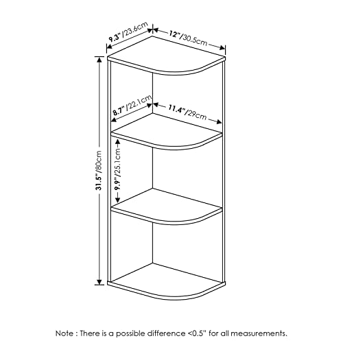 Furinno Pasir 3-Tier Corner Open Shelf Bookcase, French Oak #TOP2