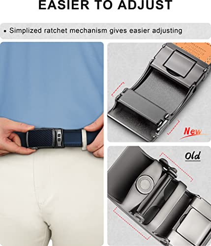 Image of KEMISANT Belt Men, Sliding Ratchet Belt Genuine Leather For Gift Mens Dress Pants Oxfords,Size Adjustable