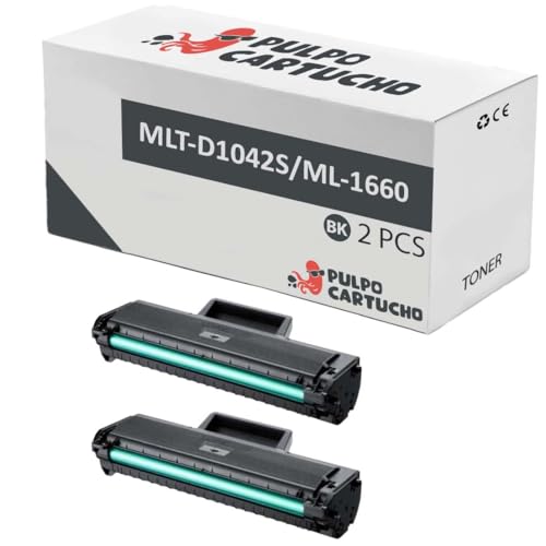 Pulpo Cartucho   Pack 2 Toner ML 1660, SCX 3200, MLT D1042S Negro Compatible con Samsung MLT D1042S   para ML 1660, 1665, 1666, 1670, 1672, 1674, 1675, 1678, 1860, 1865 / SCX 3000, 3200, 3205