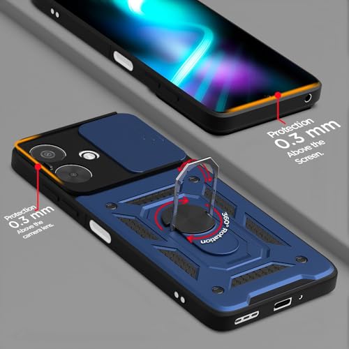 Image of AIBEX Back Cover for Redmi 13C 5G | D10 Tough Armor Case | Sliding Camera Shield | 360 Protection | Kickstand Ring Holder | Military-Grade Shockproof Bumper Case