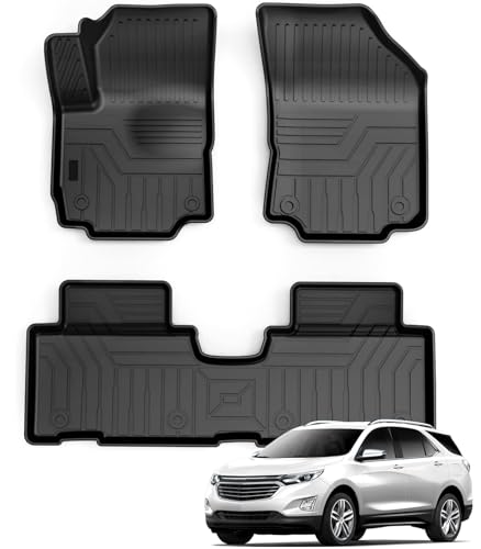 KUST Custom Fit Floor Mats for Chevy Equinox/GMC Terrain 2018-2024 (No for EV) All Weather TPE Rubber Car Mats for Equinox Accessories Front Rear 2 Row Liners High Edges Non-Slip