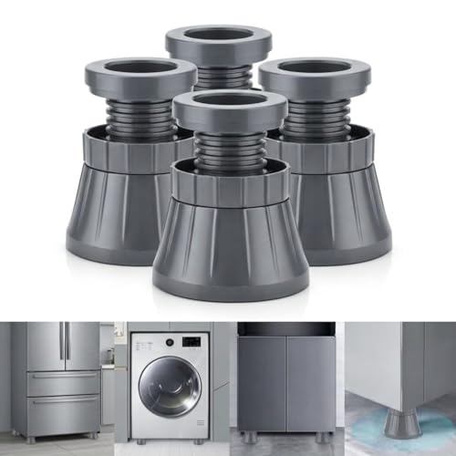 Image of Anti Vibration Pads for Washing Machine (4 Pack) | Heavy Duty Anti-Slip Rubber Feet for Washer, Dryer & Refrigerator | Noise Reduction, Shock Absorbing, Floor Protection (Dark Grey)
