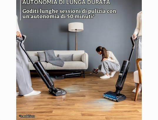 Rowenta X-Clean 7 , Lavapavimenti Senza Fili, Autonomia 50', Tecnologia Smart, Assistente Vocale, Autopulizia e Asciugatura, Luci Led, Pulizia Bordi, GZ5736