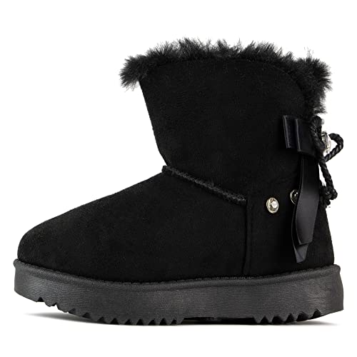 Forever Link Girls Faux Suede Soft Winter Warm Ankle Boots with Fur Lining2