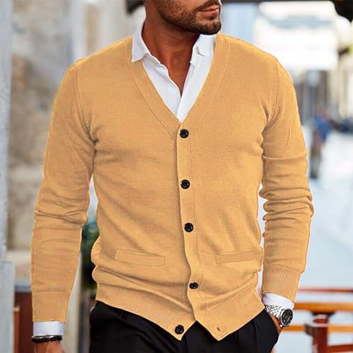 Men's Cardigan Sweaters Long Sleeve V-Neck Knitted Sweaters Fashion Open Front Textured Cardigans4