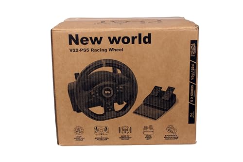 Image of New World V22-P5 Racing Wheel for PS5 (Compatible with PS5 Games ) ,Gaming Steering Wheel for PC ,PS4,Xbox one ,Xbox series ,Switch with Pedals Integrated Shifter and Vibration 270 Degree P5 adapter Included