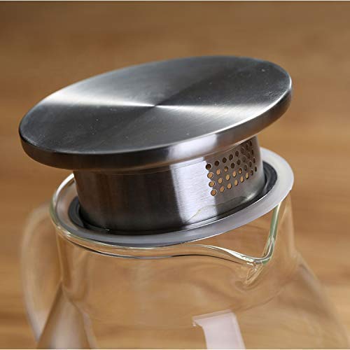 Cloudsell Glass Water Jug 1800 ml Juice, Cocktail, Milk, Chaas, Shakes Jug Set, 1.8 Litre with Steel Lid and Handle, Clear 2