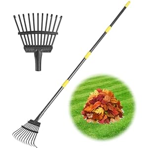 GSBLUNIE Hark tuingereedschap, kleine hark voor bladeren Heavy Duty, 70 inch metalen tuinhark met 11 tanden 8,5 inch breed, verstelbare stalen handvat hark voor gazons, tuin, struik, bloembedden