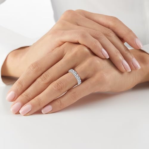 Moissanite Wedding Band Half Eternity Ring 925 Sterling Silver D Color VVSI Clarity Imitation Diamond Rings Moissanite Engagement Anniversary Stackable Ring for Women Size 5-93