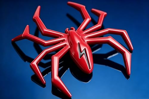 Image of 3D Spider Chrome Emblem Badge Sticker Decoration for Car, Truck, Motorcycle, RV, Scooter, SUV, Door, Window (Red Back Black Flash Spider)