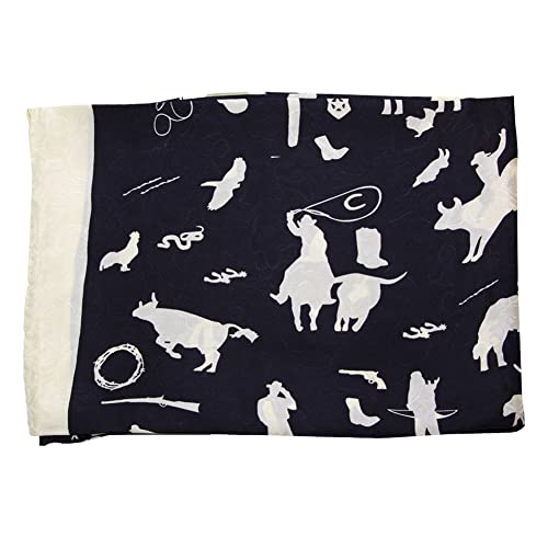 WYOMING TRADERS Unisex Adult Cowboy Silhouette Regular Lightweight Breathable Jacquard Silk Scarf2