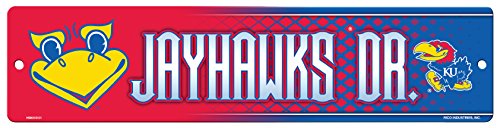 Rico Industries NCAA Kansas Jayhawks 16-Inch Plastic Street Sign Décor