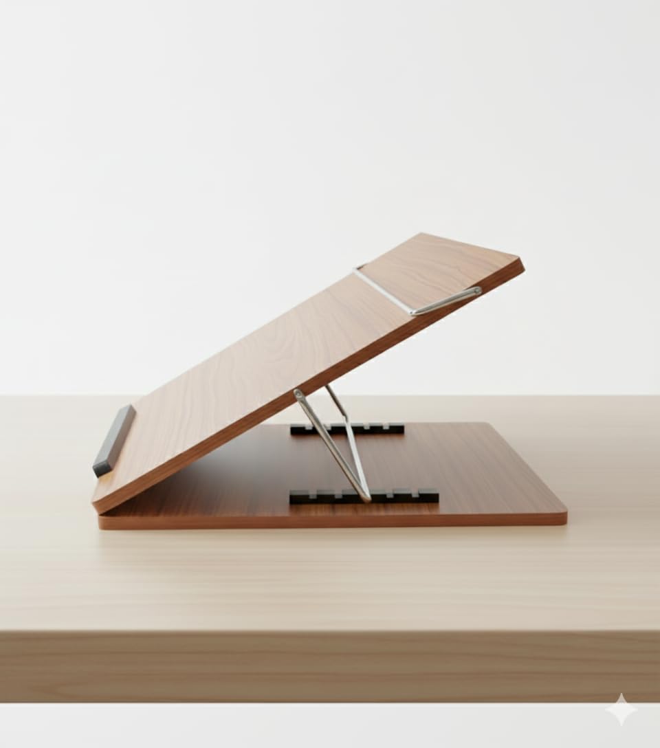 READAT Wooden Table Top Writing Desk Elevator with Acrylic Finish Teak Color, Thickness 10mm, Size 16x12 Inches-image-23