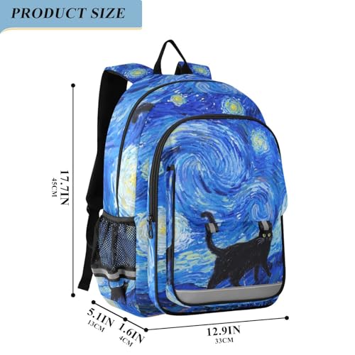 kids tiny backpack 8-12： modern books bag for high school in assorted colors - Halloween Black Cat2