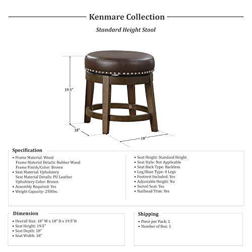 Lexicon Kenmare Swivel Dining Stool (Set Of 2), 18" Sh, Brown #TOP2