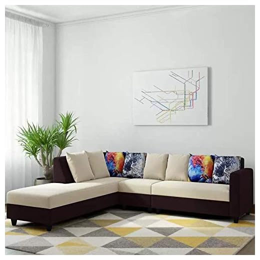 CasaStyle - Casper 6 Seater LHS L Shape Sofa Set (Cream-Brown)