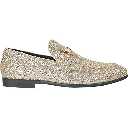 Image of bravo! Men Dress Shoe Prom Slip-on Loafer Lace-up Oxford Cap Toe Metallic Glitter for Wedding Prom Black Blue Green Gold Pink Pewter Purple Silver Red