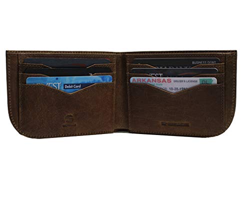 Saltrek Slim Front Pocket Wallet, Rugged Brown | Rfid Blocking | Minimalist Leather Billfold #TOP4
