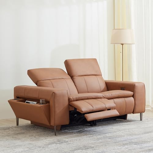 Image of Home Centre | Martian Half Leather 2-Seater Electric Recliner | Recliner Sofa for Living Room | Solid Wood | Tan | 1 Year Warranty