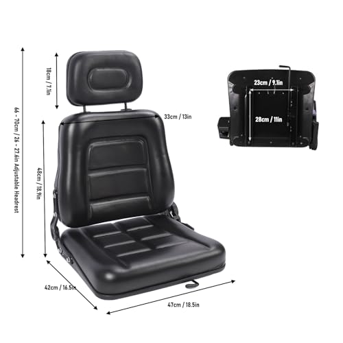 Siège de Chariot élévateur Universel, Cuir PVC Haute Résistance, Conception Ergonomique, Siège D'appui Réglable à 180 °, Installation Facile pour Tracteur, Tondeuse, Chargeur de
