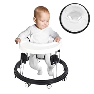 SMARTRICH The Baby Walker, Suitable for 66-80cm Height, White, Mute Anti-Rollover, Foldable Baby Chair