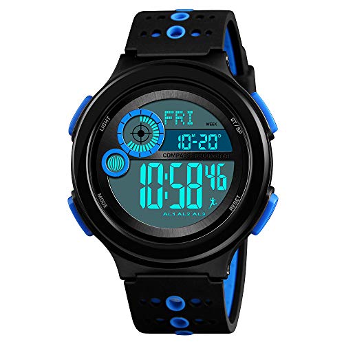 Fashion Herren Outdoor Sport Kompass Uhren 50M Wasserdicht LED Elektronik Schrittzähler Kalorien Double Zeit Alarm Stoppuhr Militär Armbanduhr