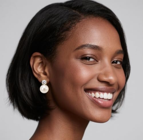 Pearl Clip on Earrings for Women - 14K Gold Silver Plated Cubic Zirconia Non Pierced Ear Clips Jewelry Gifts for Wedding Bridal Party Gifts4