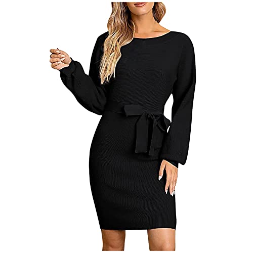 Robe tricotée moulante pour femme à manches longues et épaules dénudées style casual