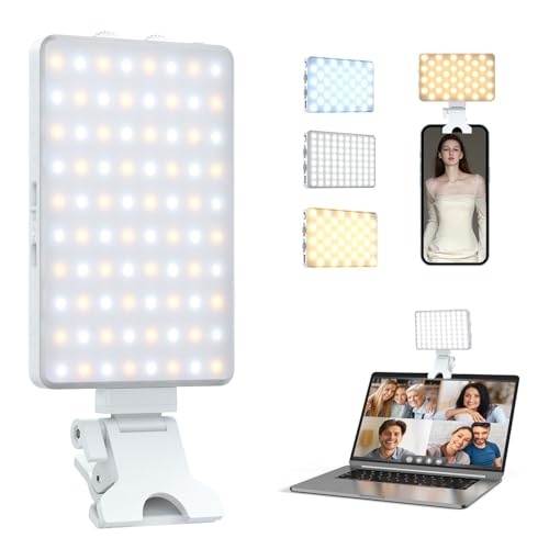 SHGUMITE Selfie Licht Handy mit 80 LEDs, Wiederaufladbarer Handy Lichtclip, 3 Lichtmodi für TikTok, Vlogs, Make-up