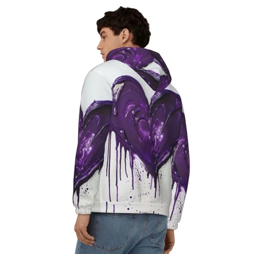 Sweat à capuche violet imprimé amour avec cordon de serrage et zip