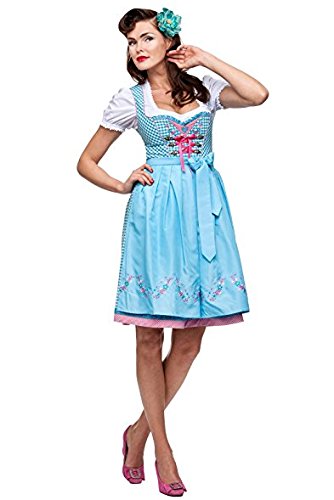 Stockerpoint Midi Dirndl Jasmin türkis inkl. Schürze Gr. 36
