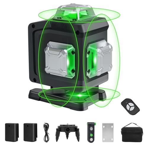 レーザー墨出し器、墨出しレーザー、4Dグリーンレーザー墨出し器、4x360°...