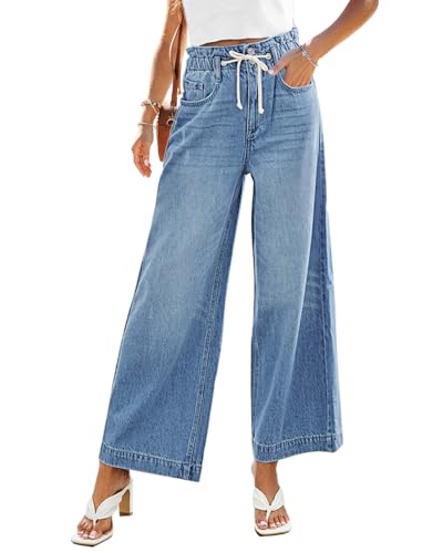 GRAPENT Women's Elastic Waist Jeans High Waisted Jeans...