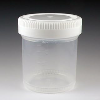 Globe Scientific 6525 53mm Opening Wide Mouth Tite-Rite Container with Separate White Screwcap, 90mL (3oz), PP, Graduated, Pack of 300