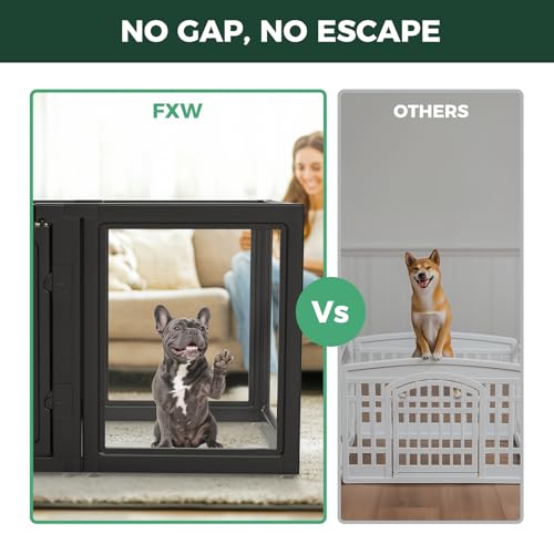 Image of FXW AuraSpace Acrylic Indoor Dog Playpen for Small and Medium Dogs, 30 Inch, 6 Panels, Black