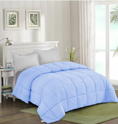 Image of Quilt for All Season 150 GSM Comforter Duvet /Ac Blanket Single Bed Soft Microfiber Lightweight (60 inch X 90 inch Inches) - Single Bed Comforter - Sky Blue Color