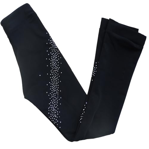 Liuhuo BDXL112-155 Women Girls Ice Figure Skating Practice Long Pants Premium Warm Tights Trousers Rhinestones Child Skating Leggings Black thumb #1