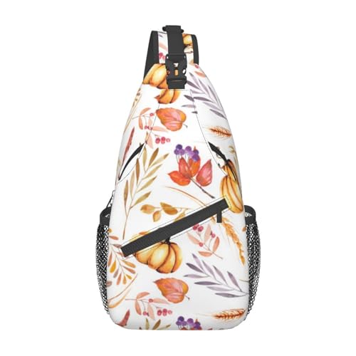 Sac à bandoulière aquarelle d'automne léger avec sangle réglable noire