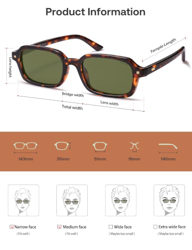 Image of SOJOS Trendy Rectangle Polarized Sunglasses Womens Mens SJ2610